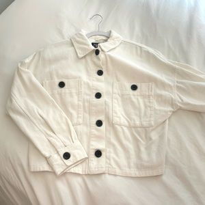 ZARA White Corduroy Jacket with Black Buttons